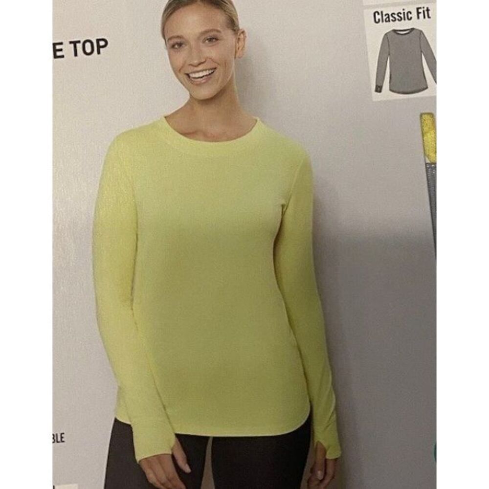 Crane Long Sleeve Athleisure Top Size Large Bright Yellow
